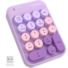 GEEZER Teclado numérico inalámbrico USB 2.4G portátil y listo para usar, con 18 teclas, estilo retro y redondeado, mini teclado numérico lindo para PC/escritorio/portátil - Multicolor - Ver 8