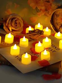 1 pieza/24 piezas, luz de vela, luces electrónicas LED de vela, luz ambiente, luz suave, llena de colores, azul, rojo, blanco cálido, amarillo, opciones de color, usado para el Día de San Valentín, festivales, fiestas, propuestas, cumpleaños, decoración de bodas
