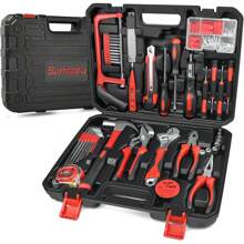 Sundpey Home Tool Kit 148-Pcs - Household Basic Portable Hand Repair Tool Set With Case & Ratcheting Screwdriver & Hex Key & Pliers & Wrench & Voltage Tester & Water Pump Plier For Men Women - Đỏ - Xem 8