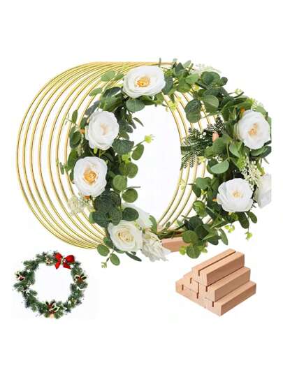 Set 20 anillos guirnalda metálica 30cm decoración boda regalo fiesta centro de mesa celebración accesorios decorativos detalles creativos modernos