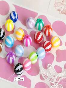 1 包 20 件混合可爱有趣的马卡龙、西瓜、条纹亚克力圆珠，用于 DIY 手机挂绳、珠宝制作配件 - 彩色 - 查看 4