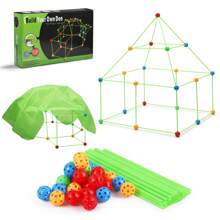 86-Piece Glow-In-The-Dark Fort Building Kit - DIY Construction Toy For All Ages - Green - View 3