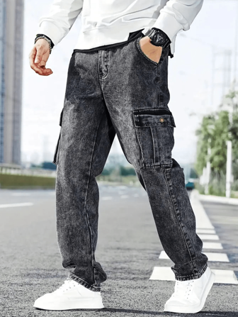男士无弹力印花牛仔长裤，夏季时尚