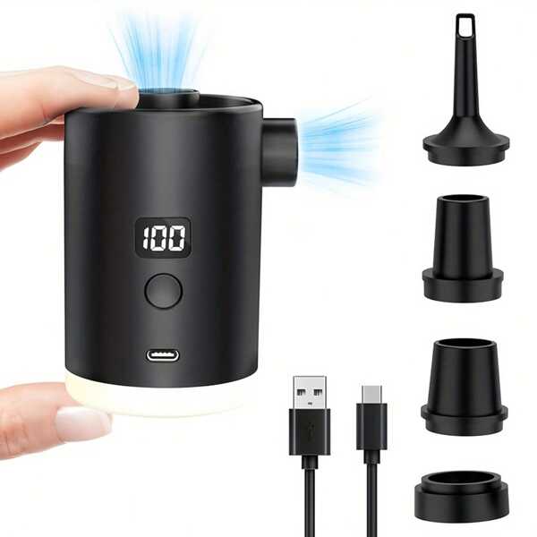 1pc Outdoor Lighting Electric Air Pump, Inflatable Air Mattress, Sofa Cushion, Pillow, Wireless Portable Air Compressor Pump For Swimming Pool Inflatables