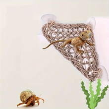 1pc Reptile Hammock Climbing Toy,Linen Reptile Hammock, Comfortable Lizard Lounger Climbing Toy, For Bearded Dragons And Other Reptiles, With Hermit Crab And Small Animal Hanging Bed,Natural Rattan Woven Hammock Mat For Reptiles And Small Pets