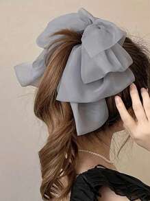 1/3 Pcs French Vintage Style Bow Decor Fashion Chiffon Banana For Women, Hair Accessories For Daily Use