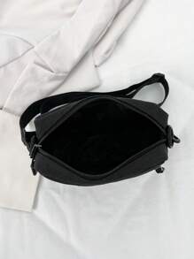 Solid Canvas Material Fashion Casual Unisex Chest Bag, Minimalist Design Sports Style Phone & Coin Purse Festival