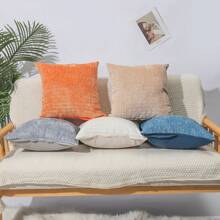 2pcs Bohemian Throw Pillow Case, Comfortable Farmhouse Cushion Cover With Striped Texture Chenille Material, Suitable For Sofa, Bed, Living Room