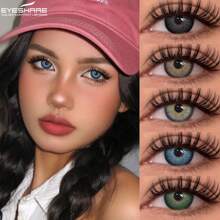 EYESHARE 新款彩色隐形眼镜 自然棕色眼镜片 灰色美瞳 时尚绿色彩色隐形眼镜 蓝色眼部化妆镜片 每年使用 14.5 毫米 1 对/2 件 - 年拋 - 查看 2