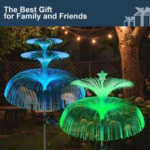 1 pièce Lumières de jardin solaires Nouvelle version améliorée Lumières solaires extérieures étanches Lumières de fleur solaire à double méduse et étoile changeant de 7 couleurs pour décoration de jardin extérieur de Noël Cadeaux pour femmes