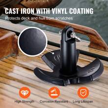 River Anchor, 12 LBS Or 30 LBS Boat Anchor Cast Iron Black Vinyl-Coated With Shackle, Marine Grade Mushroom Anchor For Boats Up To 10 Ft, Impressive Holding Power In River And Mud Bottom Lakes - 12 LBS Boat Anchor - View 5