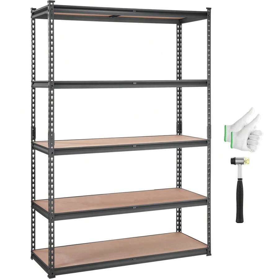 Storage Rack 72 In. H X 48 In. W X 18 In. W X 18 In. D ,Garage Storage Shelves 5 Tiers Adjustable 2000 Lb. Load Capacity