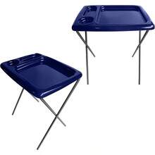 Folding TV Tray Table Set Of 2 Flag Blue 17 X 22 X 26 Inches Portable Indoor-Outdoor Glamping Trays With Space For TV Dinners Laptop Utensils And Drinks