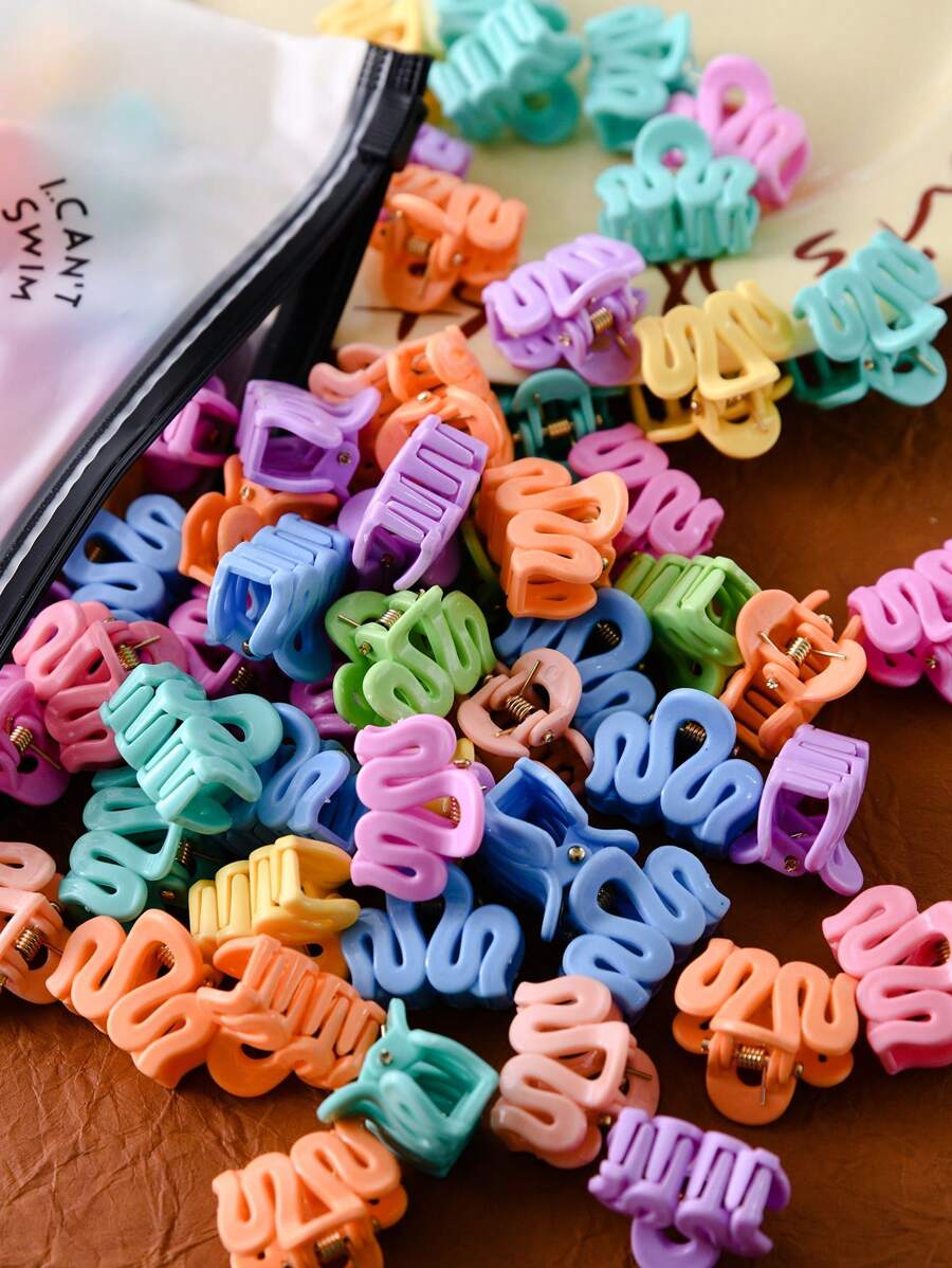 30 件/套女士糖果色波浪发爪夹时尚刘海夹发夹发饰 - 彩色 - 查看 1