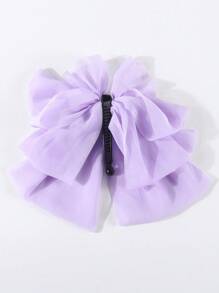 1/3 Pcs French Vintage Style Bow Decor Fashion Chiffon Banana For Women, Hair Accessories For Daily Use