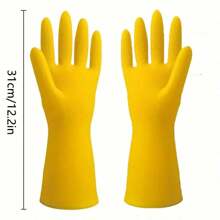 1pair Waterproof Household Cleaning Gloves - Natural Rubber, Non-Slip, Stain Resistant, Suitable For Kitchen, Bathroom, Laundry, Gardening, Car Wash (The Color Is Random)