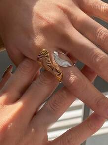 1pc 18K Gold Plated Stainless Steel Chunky Jewelry Ring, Gift Item