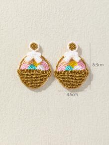 WinLeaf 1 Pair Easter Egg Handmade Beaded Earrings - Multicolor - View 6