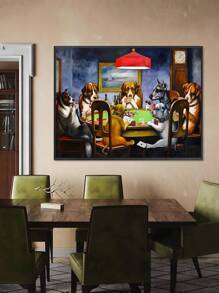 1pc Unframed Large Canvas Poster - Vibrant Dogs Playing Poker Artwork, Funny Animals Art Oil Painting Poster, Bedroom Wall Art, Living Room Wall Decor, Dining Room Wall Decoration, Kitchen Decorative, Study Room, Corridor, Dormitory Decoration, Ideal Gift For Friends, Wall Arts, Wall Decoration, Home Decoration, Room Decoration Canvas Painting ,Posters,Frameless ﻿ Gifts Birthday Graduation