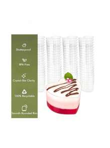 16PCS 心形布丁杯慕斯杯冰淇淋杯甜品杯舒芙蕾杯适合各种聚会场所情人节必备品为派对增添浪漫气氛 - 無色 - 查看 4