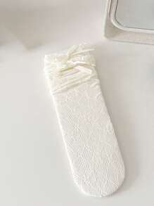 1/3/6 双女士蕾丝边蝴蝶结渔网袜，透明镂空及膝袜，适合夏季 - 彩色 - 查看 10