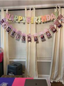 1st Birthday Photo Banner For Baby From Newborn To 12 Months, 1st Birthday Decorations Girl Monthly Milestones Garland | First Birthday Photo Banner Pre-Strung With Frame (Rose Gold)