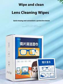 100 Pieces Of Disposable Lenses And Lens Cleaning Wet Wipes, Anti-Fog Glasses Cloth, Mobile Phone Screen, Glasses Wipe Pattern Random