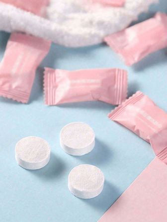30 pièces Serviettes de visage jetables compressées portables, en forme de bonbon, convenant pour les voyages et les déplacements