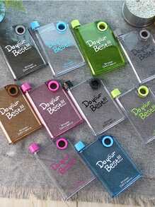 1 pieza Botella de agua transparente de viaje de 380ML, de estilo deportivo con anillo de AS+PP, de peso ligero y con acabado mate plano, adecuada para adultos y viajes al aire libre