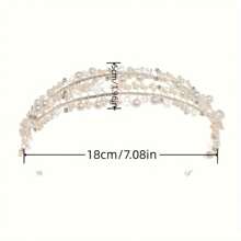 1PC Silver Color Crystal Leaf Hairband Handmade Party Princess Headband For Women Bridal Wedding Party Hair Accessories Jewelry Gifts - Silver - View 8