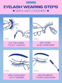 GROINNEYA 5 Pairs Manga Lashes Faux Mink Eyelashes Natural Long Winged End Eye Elongated Eyelashes Faux Cils Eyelashes Extension (07) - 黑色 - 查看 8