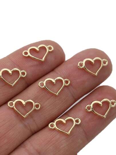 100 Piezas/20 Piezas Conectores de Encanto de Corazón Plateados en Plata para Hacer Joyas, Pulseras DIY, Accesorios de Manualidades de 15x8mm