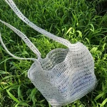 50g 精细金银纱包芯线闪亮钩针钢丝球线金属手工编织 DIY 手提包钱包针线活 - 彩色 - 查看 3
