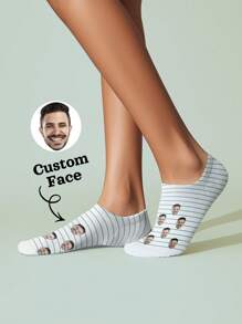 1 Pair Custom Casual Short Socks, Personalized No Show Socks, Summer Invisible Short Socks, No Show Fashion Breathable Socks, Anniversary Gift, Valentine Gift, Birthday Gift, Wedding Gift, Mother's Day Gift, Best Friend Gift, Gift For Mom, Gift For Girlfriend, Gift For Her