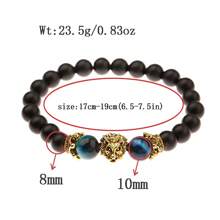 Natural Crystal Crown Lion Head Bracelet Luxury Tiger Eye Stone Bead Bracelets Jewelry