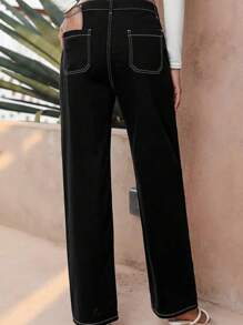 Spring Multi-Pocket Butt Seam Loose Fashion Casual Jeans Women