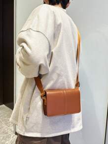 peach tree Men's Box Bag, Crossbody Bag, Shoulder Bag, Small Square Bag, Business PU Waterproof Flap Bag, Wallet, Unisex Business Storage Bag Suitable For Business Trip, Toiletries, Tool Storage, Large Capacity To Keep Your Items Organized And Easy To Carry