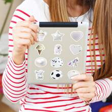 50pcs White Cream Cute Style Stickers, Elegant & Fresh, Suitable For Seal Sticker, DIY Scrapbooking, Gifts