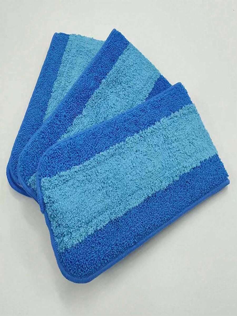 1/2/4pcs Replacement Pads For 18-Inch Bona Flat Mop, Blue Striped Adhesive Microfiber Cleaning Accessories