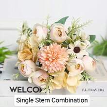 1pc Artificial Flower Bouquet, Decorative For Garden, Home, Outdoor Use, Roses, Daisies, Hydrangea, Wedding, Photography, Events, Multi-Color