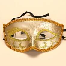 1pc Painted Floral Pattern Half Face Mask, Masquerade Ball Costume Decorative Mask Halloween - Multicolor - View 4