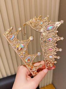 2pcs Gold Princess Crown, Gifts For Girls, Birthday Party Headband, Holiday Party Headpiece, European And American Ball Crown, Birthday Party Photo Prop, Wedding Decoration Accessories, Bridal Headband - Multicolor - View 6