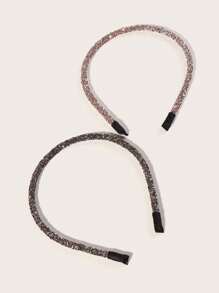 2pcs/Set Shimmery Rhinestone Decor Minimalist Hair Hoop, Versatile Accessory