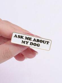 1 件简单有趣的口号系列胸针，独特的个性化几何金属徽章装饰 - 彩色 - 查看 4