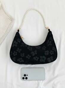 Kids Faux Pearl Flower Decorated Fashionable Casual Shoulder Bag