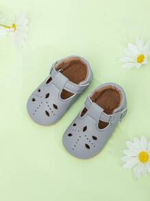 春夏玛丽珍女婴防滑休闲平底鞋，舒适透气橡胶底学步鞋 - 藍色 - 查看 2