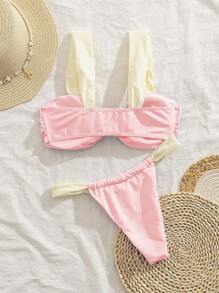 New Soft Strap Elegant Party Bikini Set, Women Summer Beach Fashion Bikini