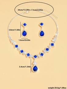 2 件女士耳环和项链首饰套装，结婚首饰