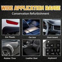 Restaurador de plástico para uso general en automóviles, pasta negra de caucho, gel negro para neumáticos, para restaurar superficies exteriores e interiores descoloridas y oxidadas en automóviles, apropiado para decoración de automóviles, parachoques, carcasas de espejos - 1 pieza + esponja - Ver 9