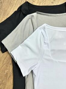 Square Suplex Cropped With Lining Casual Women's Kit With 3 - Black/Gray/White - View 2